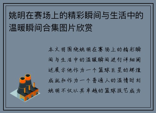 姚明在赛场上的精彩瞬间与生活中的温暖瞬间合集图片欣赏